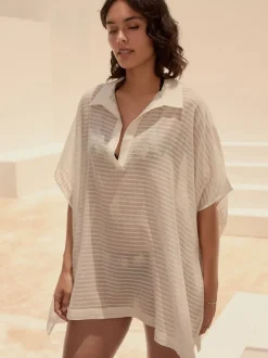 White Longline Overhead 100% Cotton Shirt Cover-Up