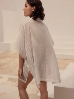 White Longline Overhead 100% Cotton Shirt Cover-Up