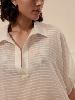 White Longline Overhead 100% Cotton Shirt Cover-Up