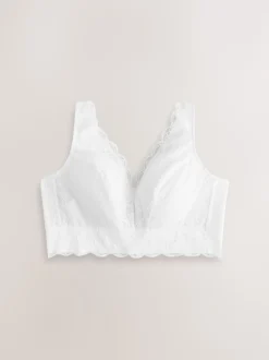 White Non Pad Non Wire Total Support Lace Bra