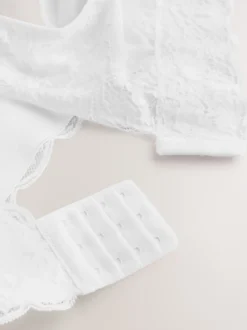 White Non Pad Non Wire Total Support Lace Bra