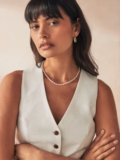 White Pearl Effect Short Necklace