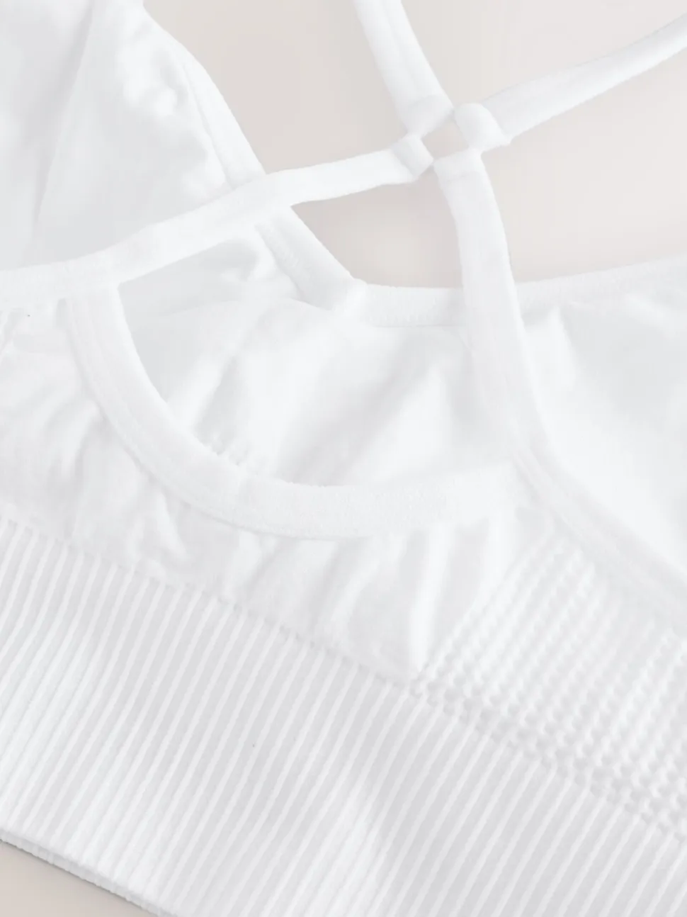 White Seamless Strappy Sports Bra