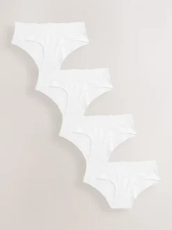 White Short Cotton Lace Knickers 4 Pack
