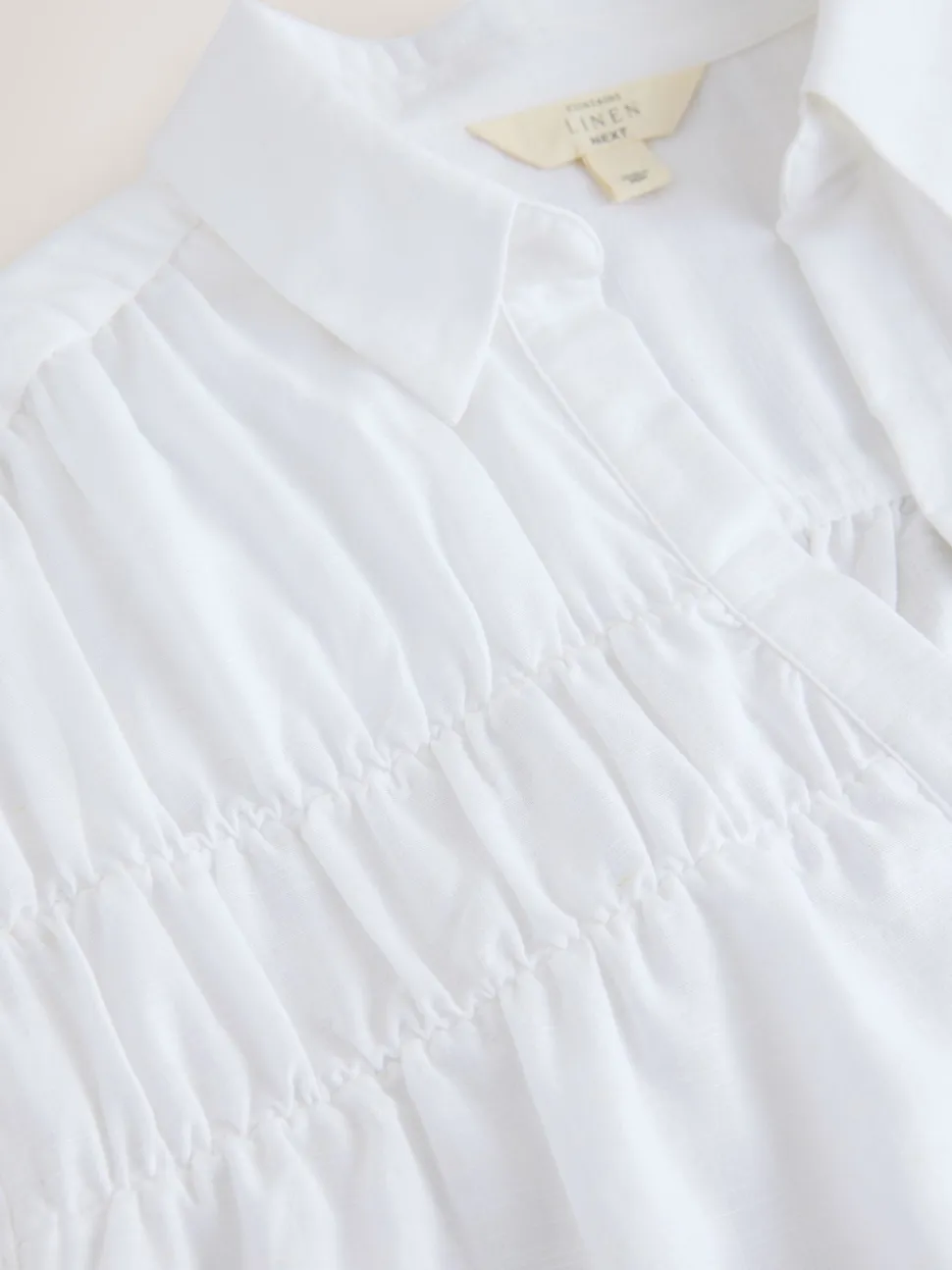 White Short Sleeve Shirt with Linen