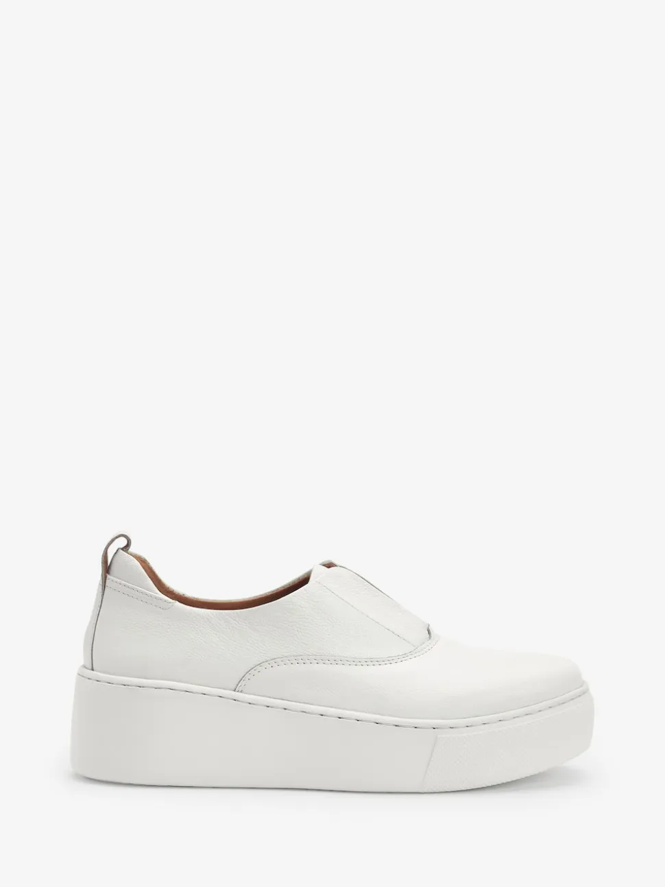 White Slip On Signature Leather Chunky Wedge Platform Trainers