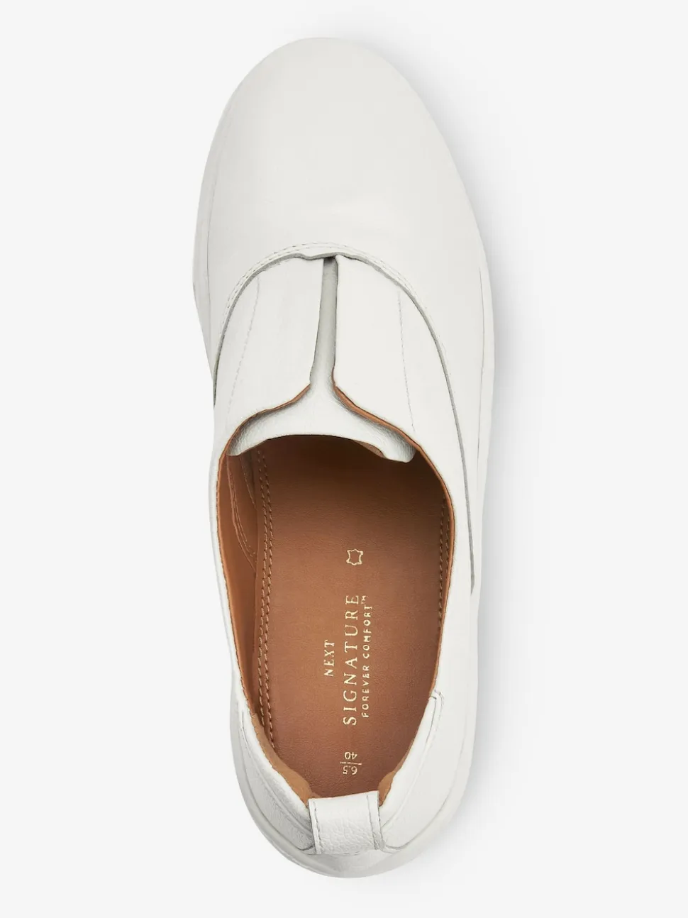 White Slip On Signature Leather Chunky Wedge Platform Trainers