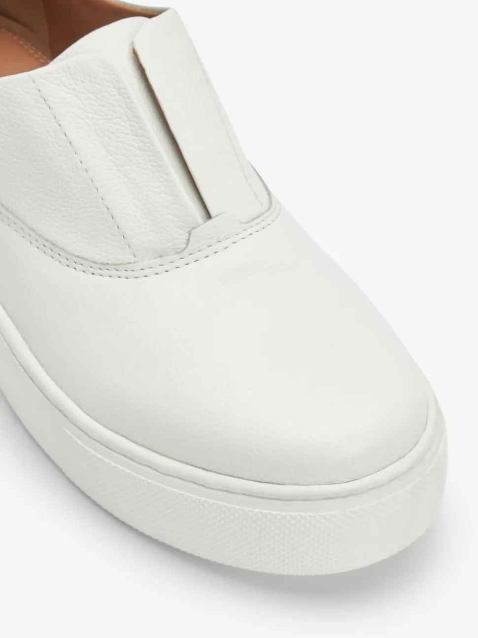 White Slip On Signature Leather Chunky Wedge Platform Trainers