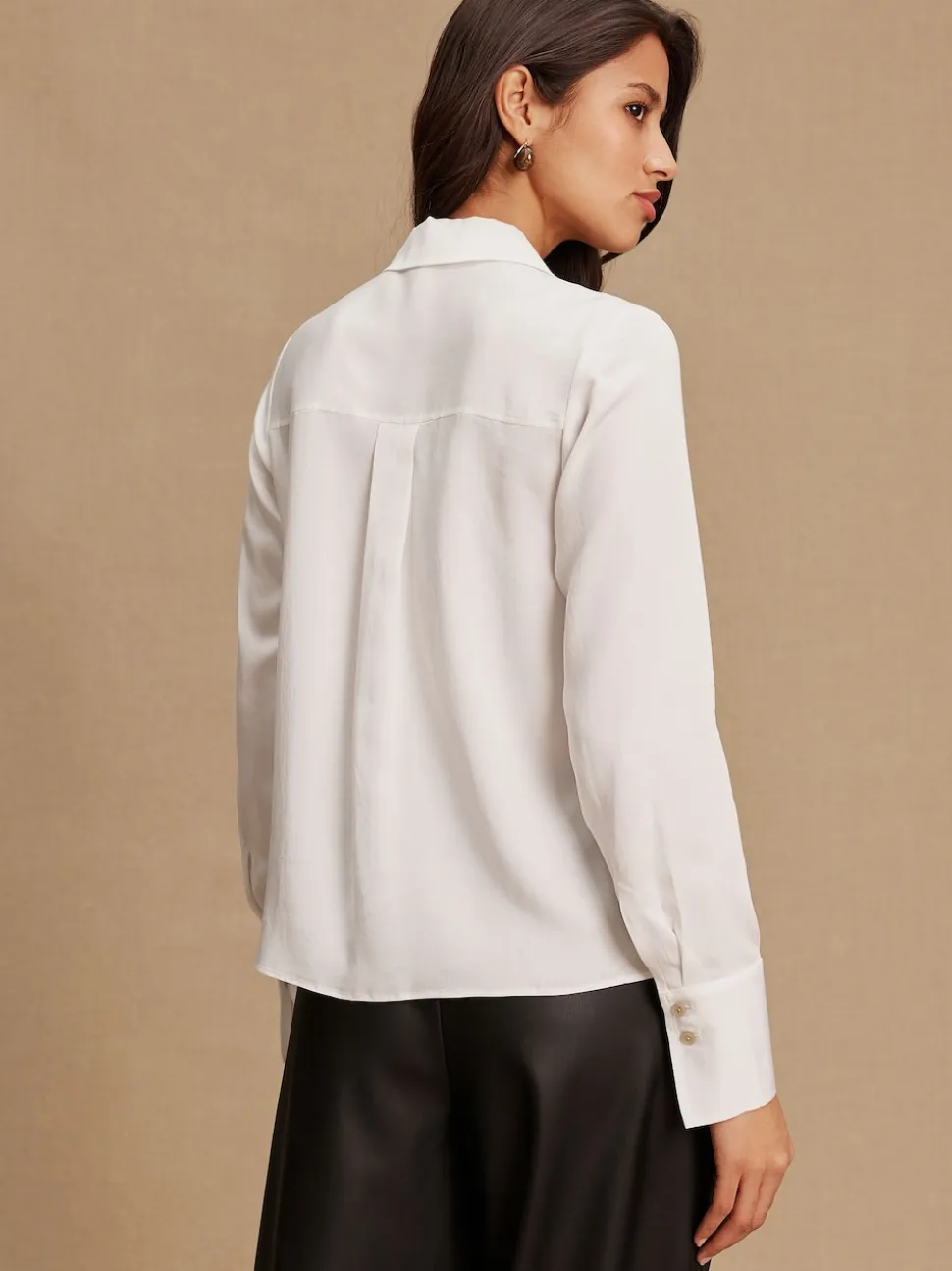 White Soft Revere Collar Long Sleeve Shirt