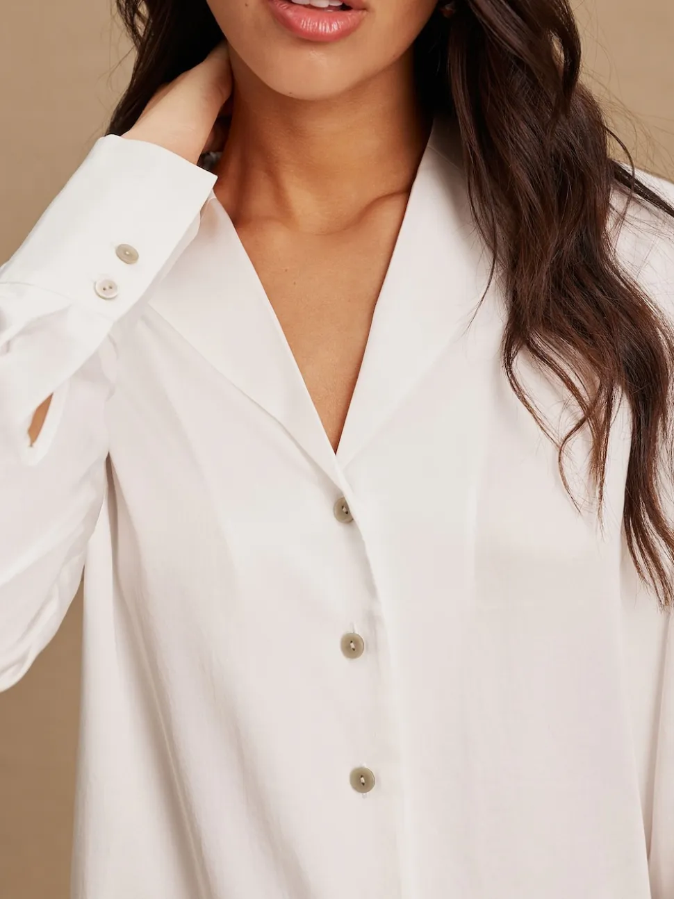 White Soft Revere Collar Long Sleeve Shirt