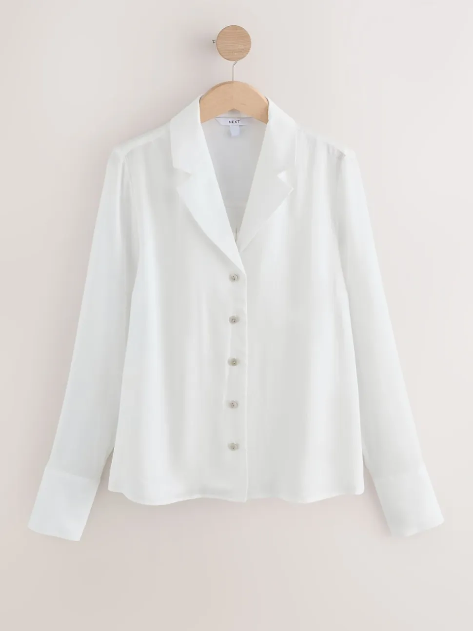White Soft Revere Collar Long Sleeve Shirt