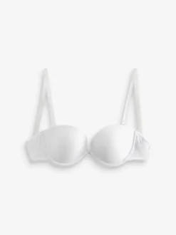White Strapless A-E Clear Back Smoothing Strapless Bra