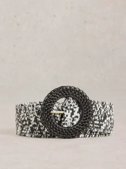 White Stuff Black Raffia Belt