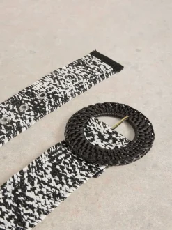 White Stuff Black Raffia Belt