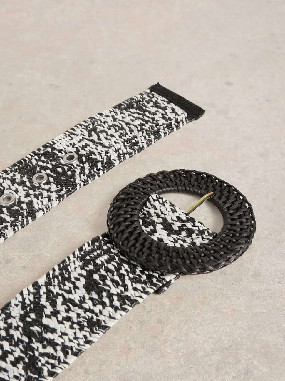 White Stuff Black Raffia Belt