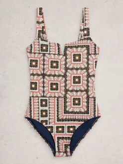 White Stuff Blue Gabrielle Control Swimsuit