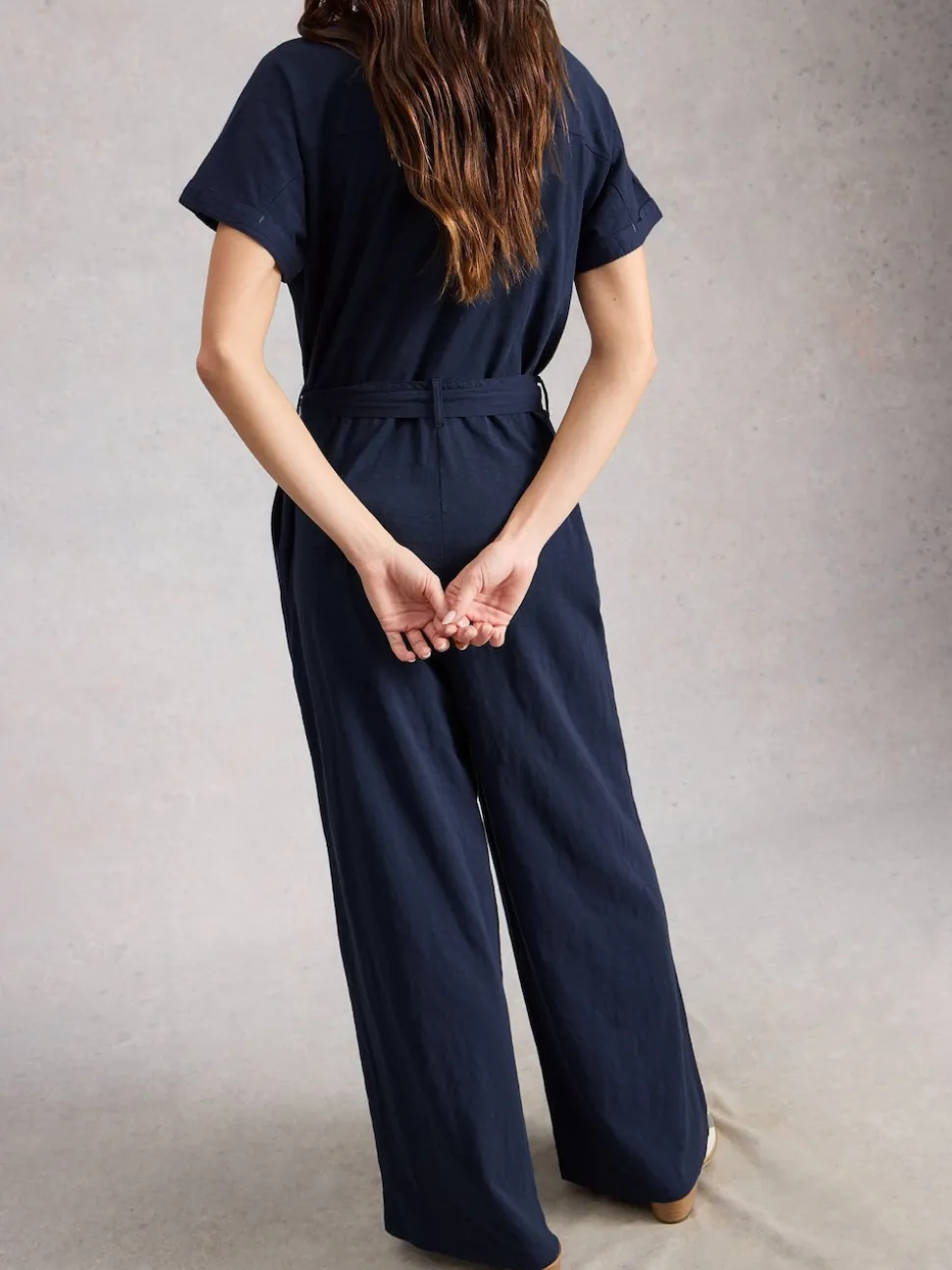 White Stuff Blue Sandy Jersey Jumpsuit