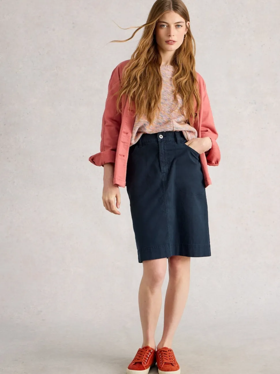 White Stuff Blue Tia Chino Skirt
