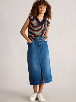 White Stuff Blue Tia Denim Midi Skirt