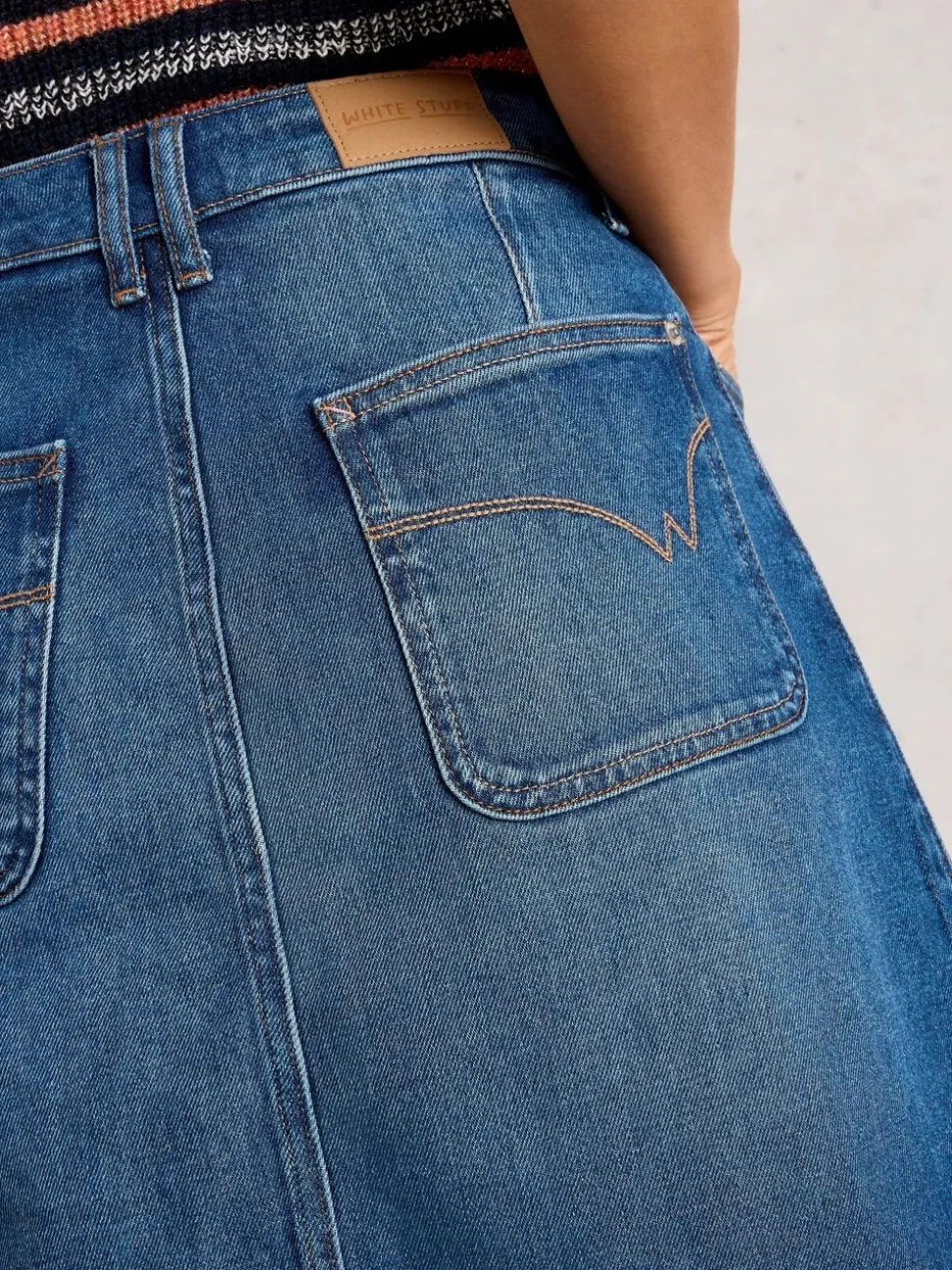 White Stuff Blue Tia Denim Midi Skirt