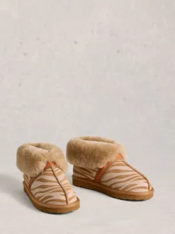 White Stuff Brown Suede Shearling Slipper Boots