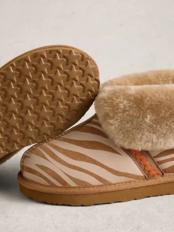 White Stuff Brown Suede Shearling Slipper Boots