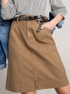 White Stuff Brown Tia Chino Skirt