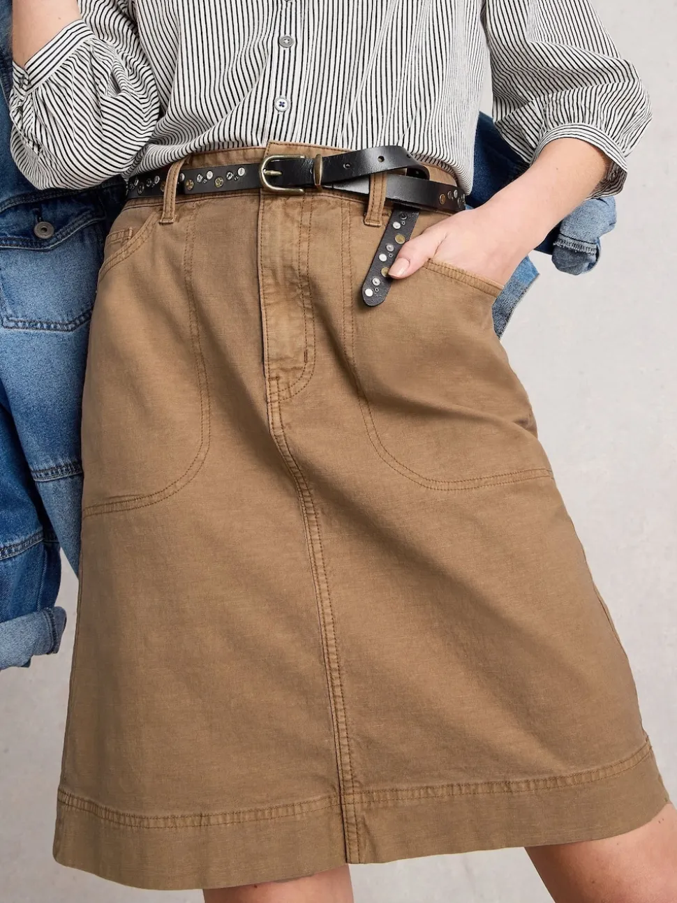 White Stuff Brown Tia Chino Skirt