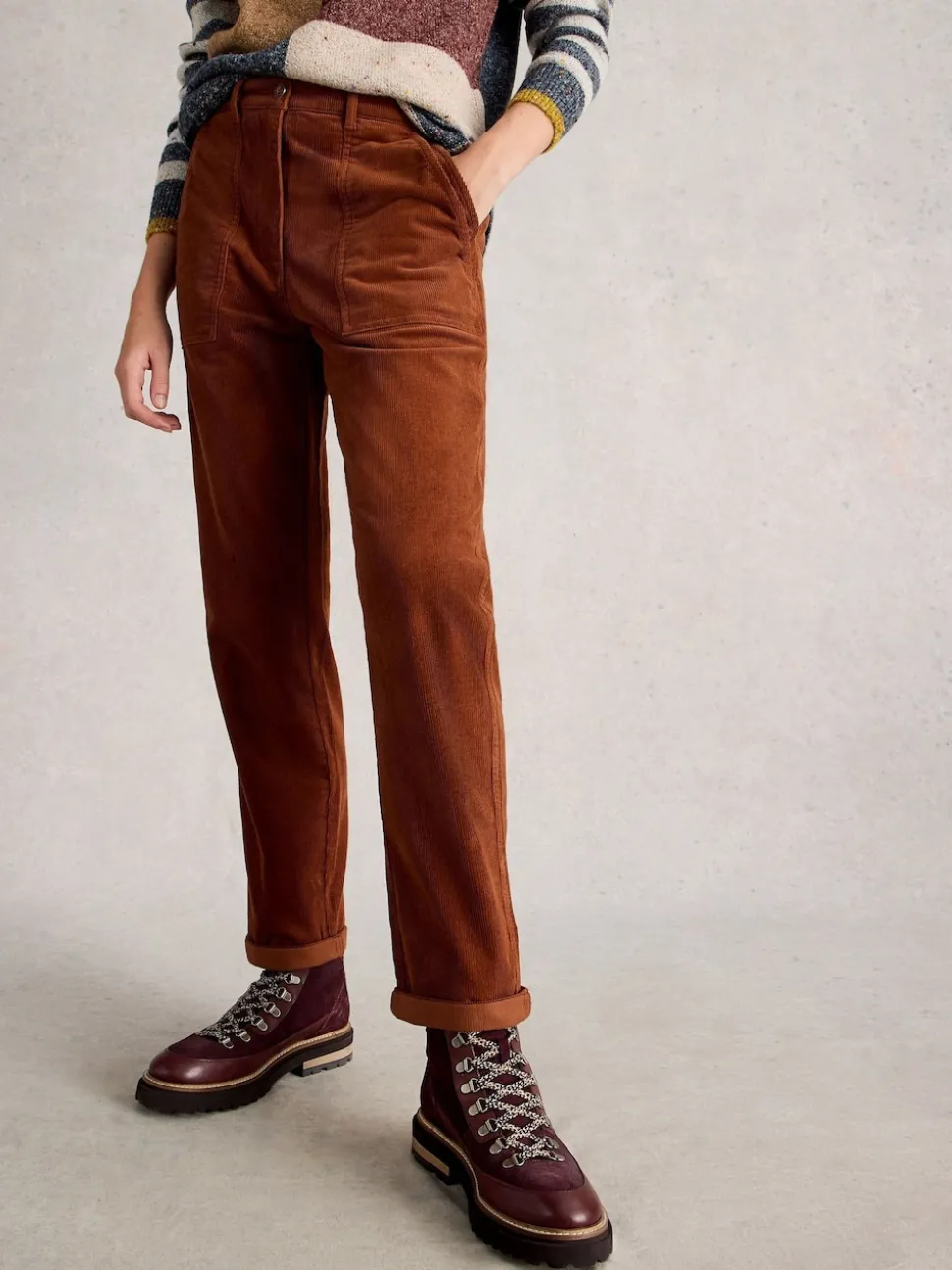 White Stuff Brown Twister Cord Trousers