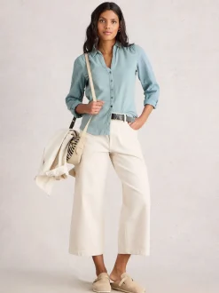 White Stuff Green 100% Cotton Mix Jersey Annie Shirt