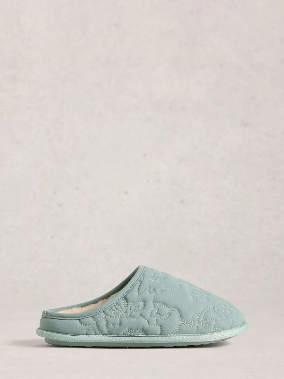 White Stuff Green Quilted Slipper Mule