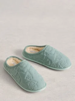 White Stuff Green Quilted Slipper Mule
