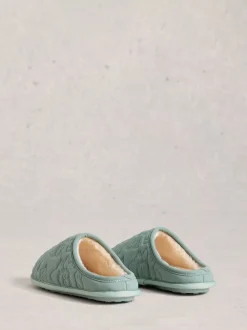 White Stuff Green Quilted Slipper Mule