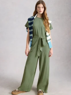 White Stuff Green Sandy Jersey Jumpsuit