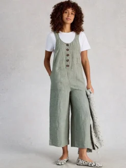 White Stuff Green Viola Linen Dungaree
