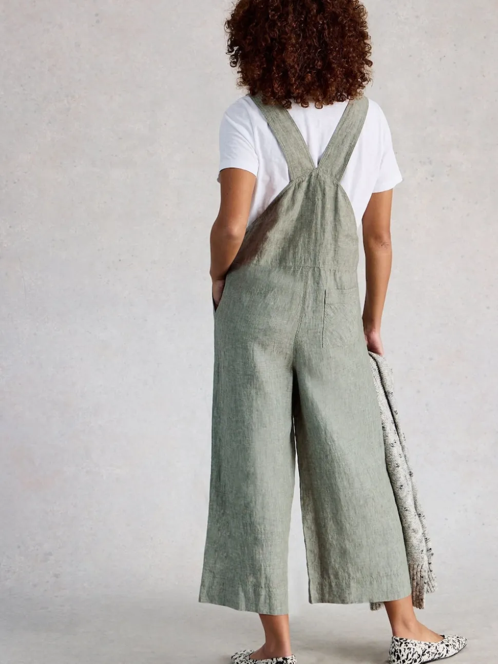 White Stuff Green Viola Linen Dungaree