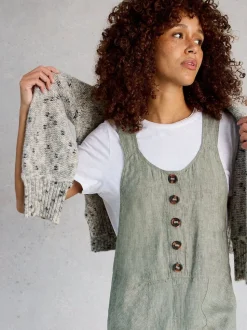 White Stuff Green Viola Linen Dungaree