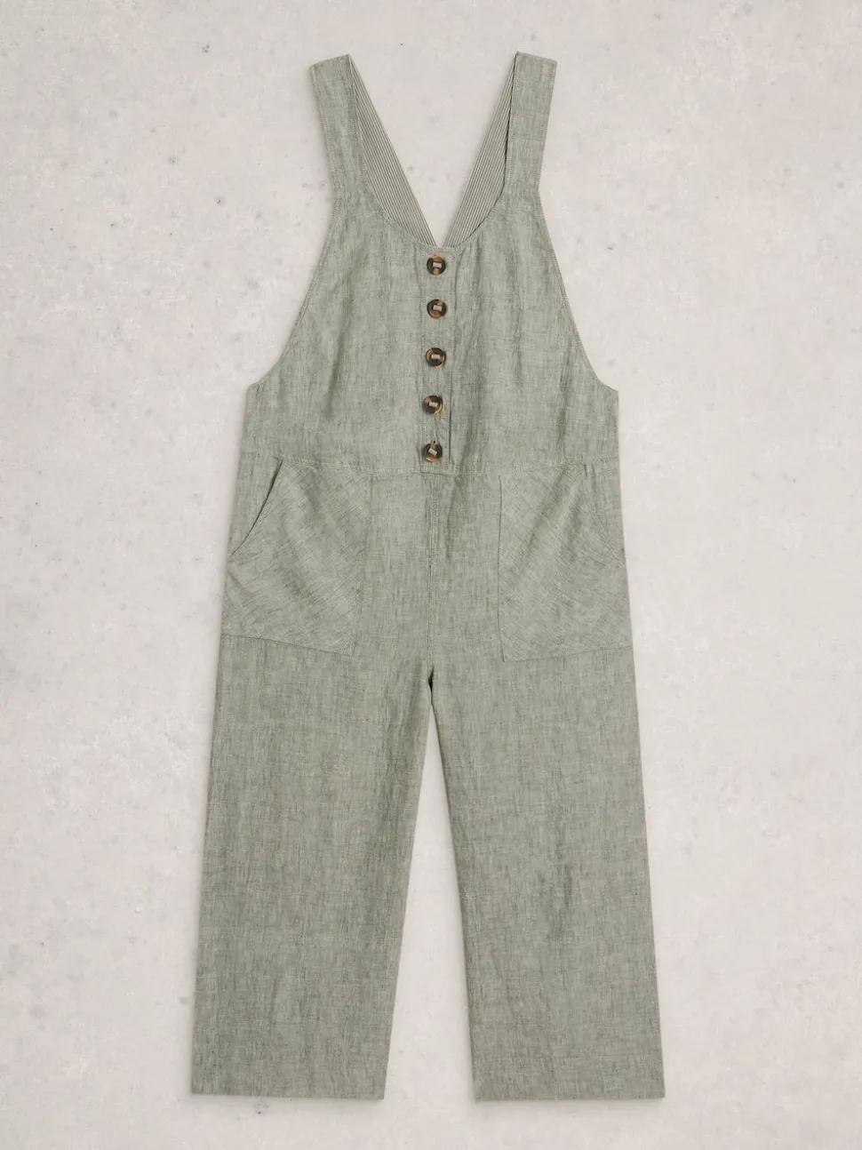 White Stuff Green Viola Linen Dungaree