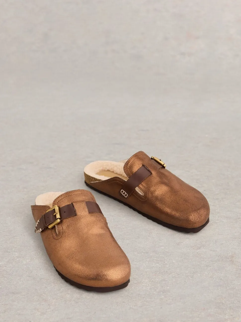 White Stuff Metallic Myrtle Slip On Footbed Slippers