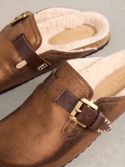 White Stuff Metallic Myrtle Slip On Footbed Slippers