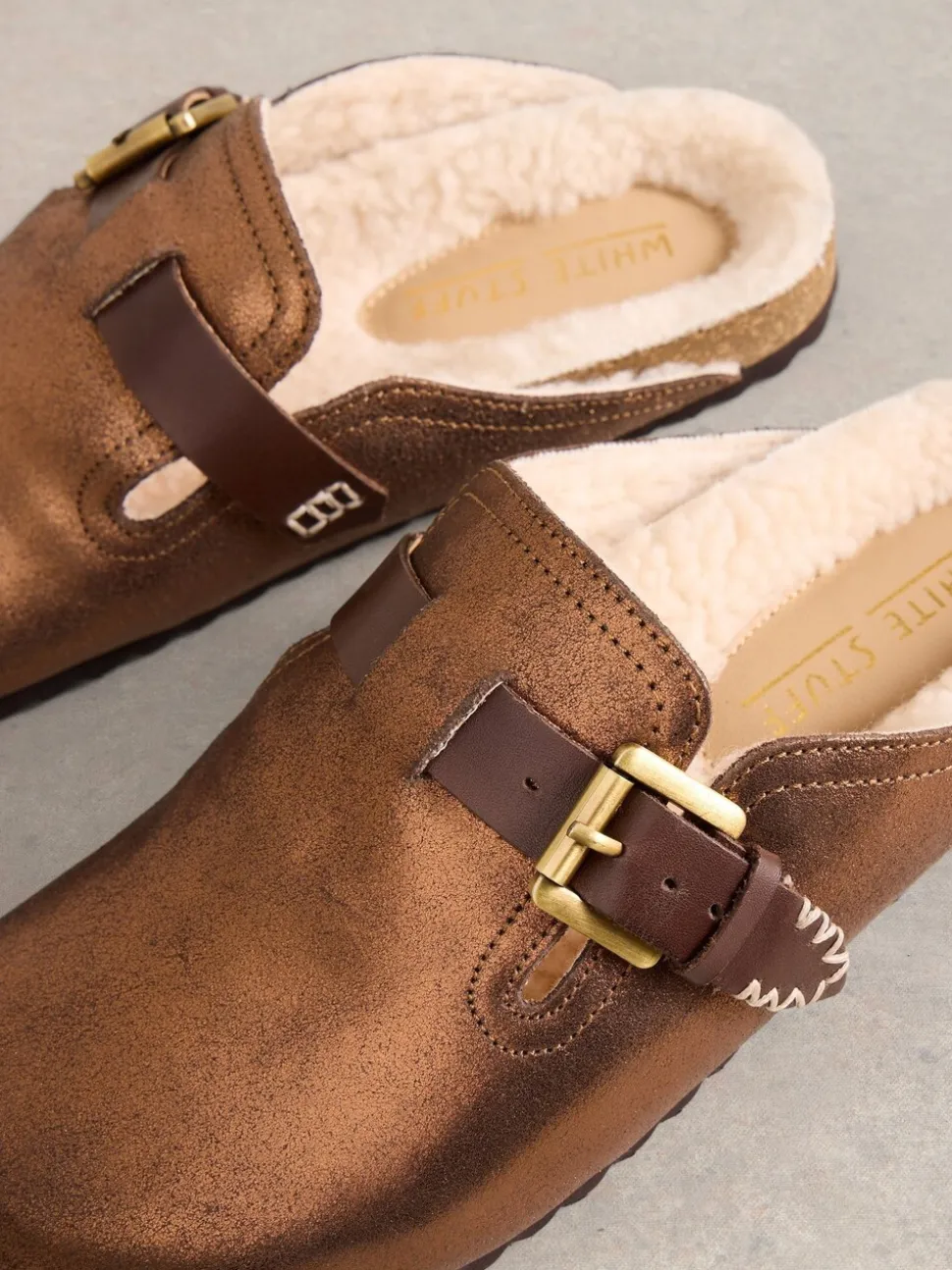 White Stuff Metallic Myrtle Slip On Footbed Slippers