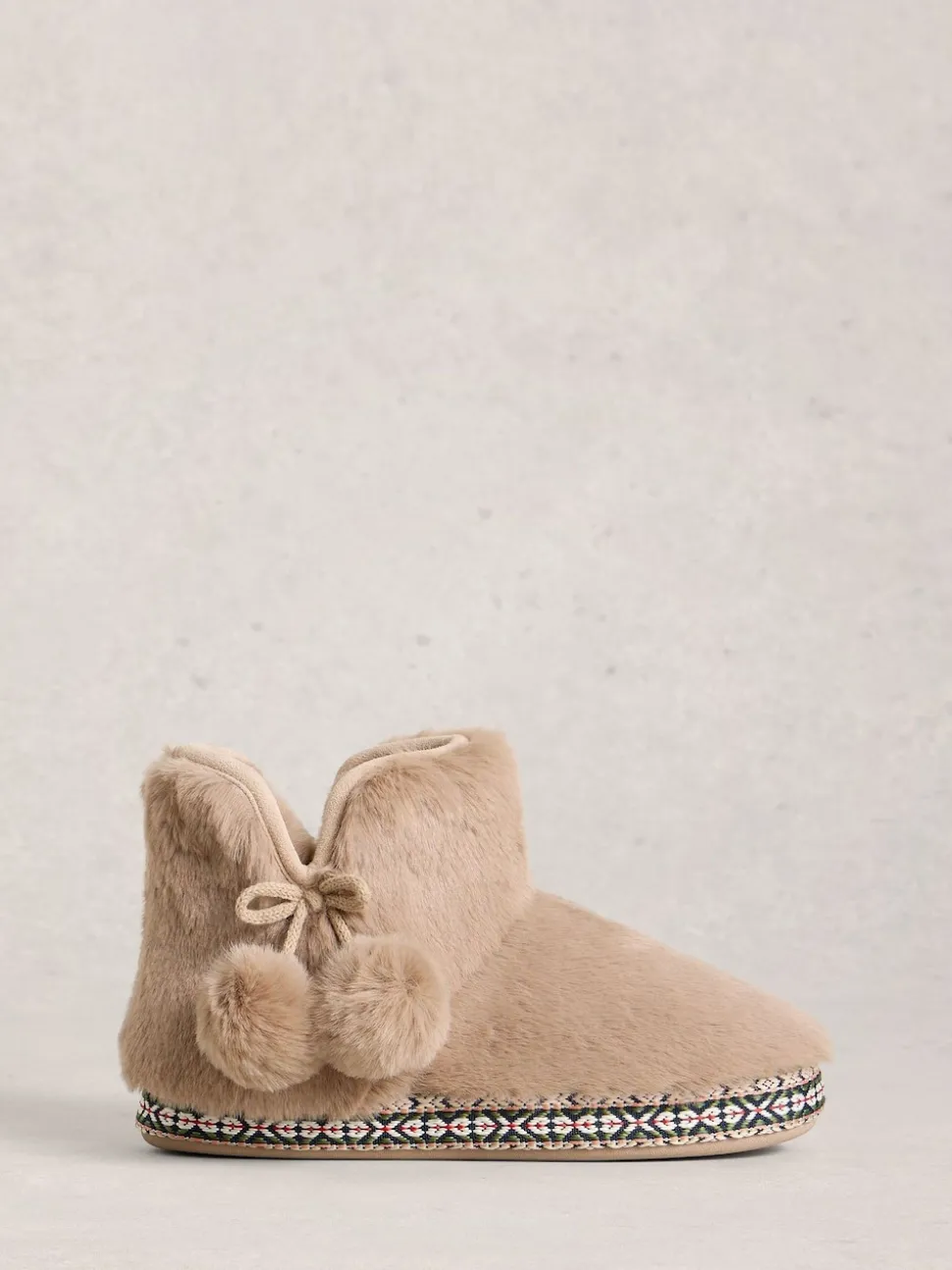 White Stuff Natural Faux Fur Bootie Slippers