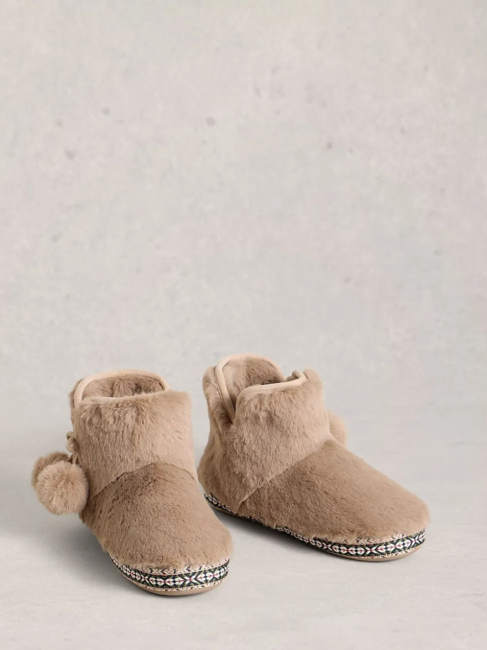 White Stuff Natural Faux Fur Bootie Slippers