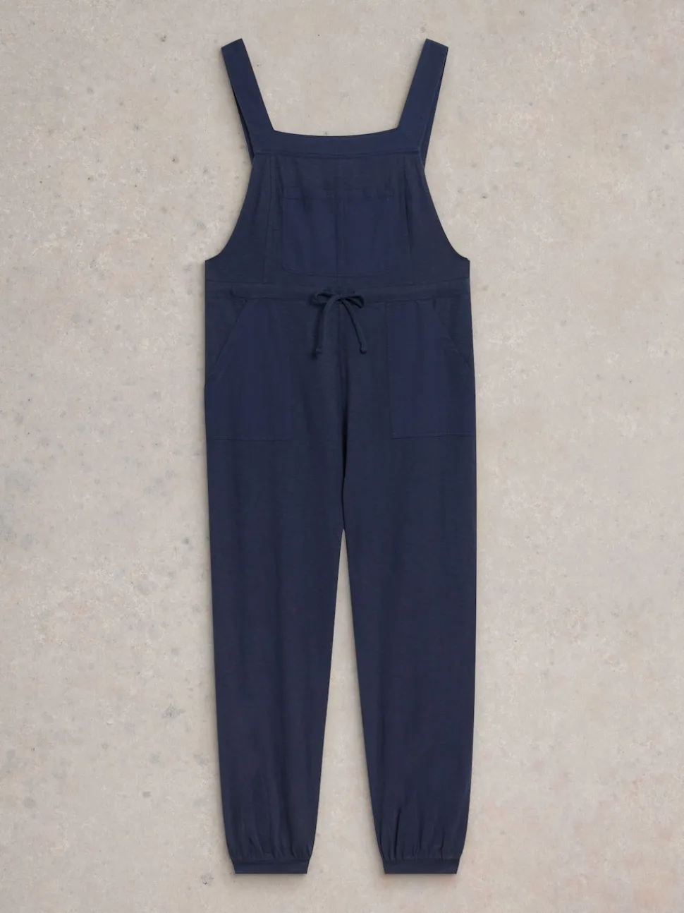 White Stuff Navy Blue 100% Cotton Jersey Daphne Dungarees