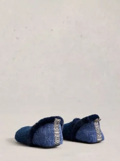 White Stuff Navy Reya Closed Back Slippers