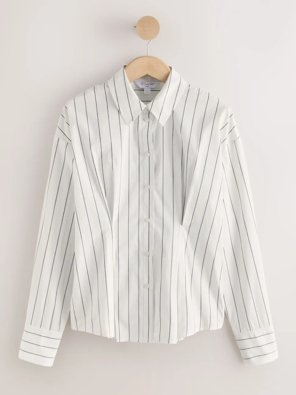 White/Black Stripe Cinched Waist Fitted Shirt