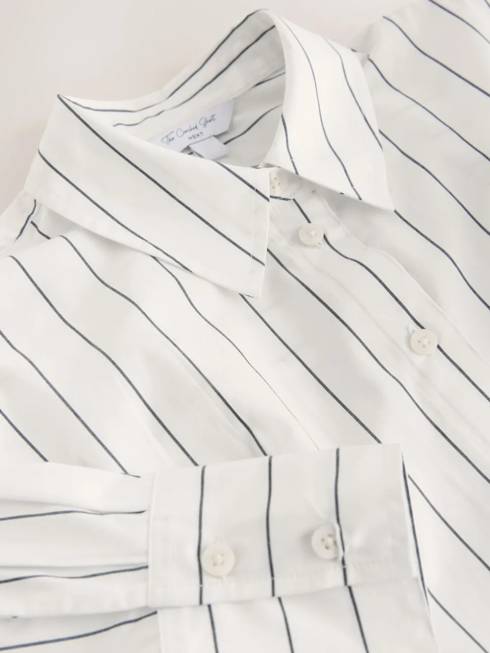 White/Black Stripe Cinched Waist Fitted Shirt