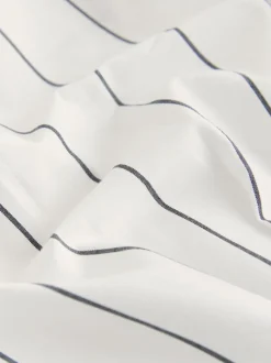 White/Black Stripe Cinched Waist Fitted Shirt