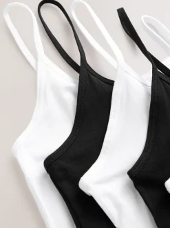 White/Black Thin Strap Vests 5 Pack