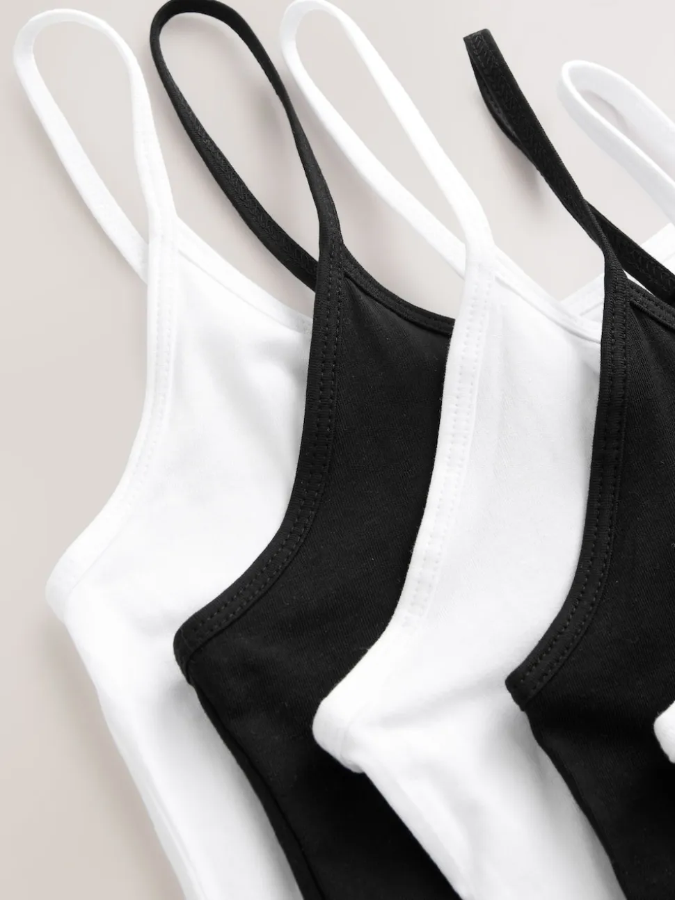 White/Black Thin Strap Vests 5 Pack